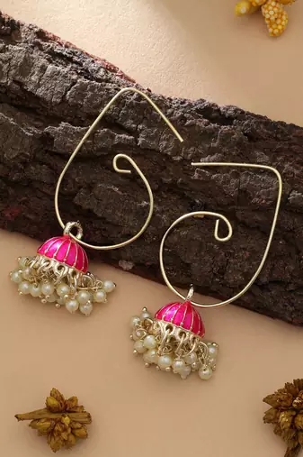 Rani color meenakari earrings