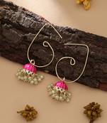 rani pink meenakari beaded jhumki hoop earrings