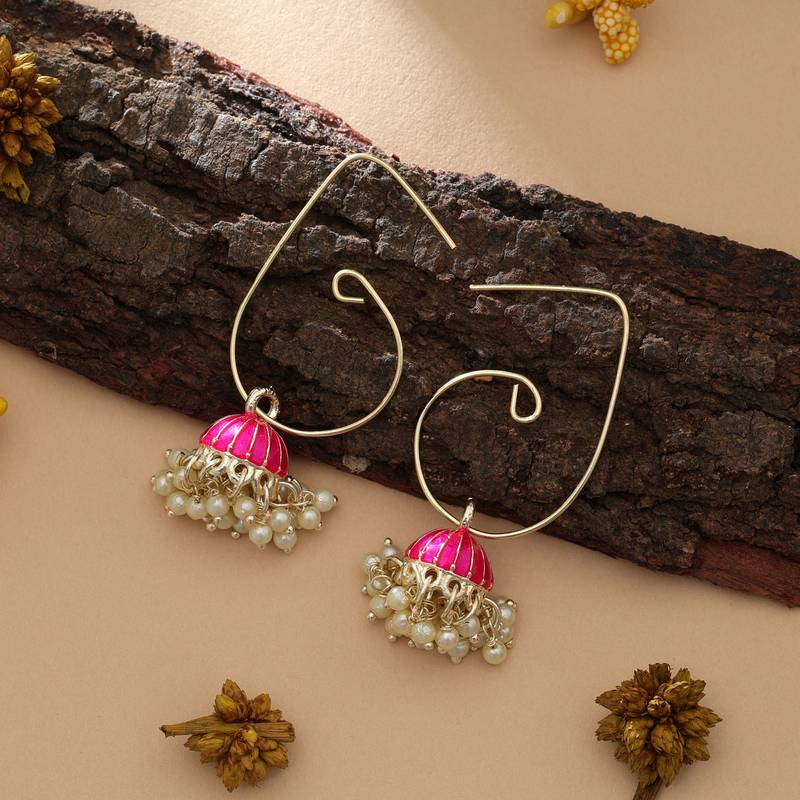 Rani color meenakari earrings
