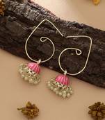 peach meenakari beaded jhumki hoop earrings