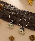 black meenakari beaded jhumki hoop earrings