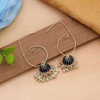 black meenakari beaded jhumki hoop earrings 2