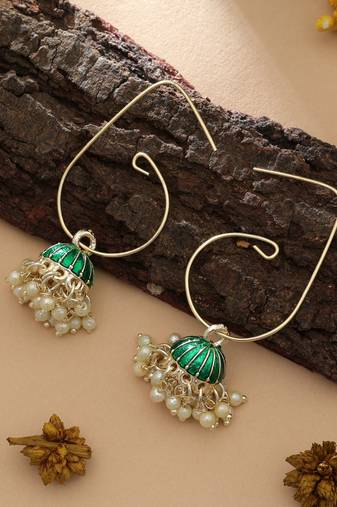 Green color meenakari earrings