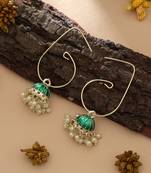 green meenakari beaded jhumki hoop earrings