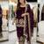 Maroon embroidery  fandy silk full stitched farshi salwar