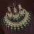 beautiful green antique gold plated ad/zircon work polki necklace jewelry set with maangtika