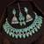 beautiful mint green rhodium plated ad/zircon work polki necklace jewelry set with maangtika