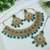 designer rama green mehendi gold plated ad/zircon work polki necklace jewelry set with maangtika