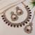 beautiful maroon antique gold plated ad/zircon work polki necklace jewelry set with maangtika