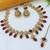 marvelous maroon mehendi gold plated ad/zircon work polki necklace jewelry set with maangtika