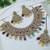 designer multicolor mehendi gold plated ad/zircon work polki necklace jewelry set with maangtika