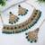 designer green mehendi gold plated ad/zircon work polki necklace jewelry set with maangtika