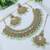 designer sea green mehendi gold plated ad/zircon work polki necklace jewelry set with maangtika