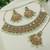 stunning sea green mehendi gold plated ad/zircon work polki necklace jewelry set with maangtika