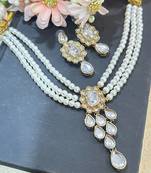pearl beaded kundan stone studded necklace set