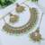 designer sea green mehendi gold plated ad/zircon work polki necklace jewelry set with maangtika