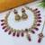marvelous wine color mehendi gold plated ad/zircon work polki necklace jewelry set with maangtika