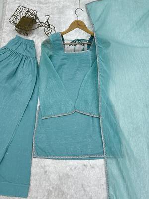 sky blue silk swarovski work farshi salwar suit 4