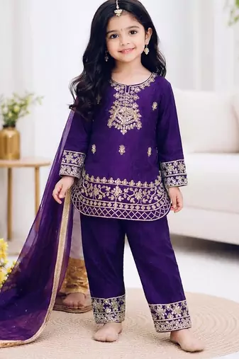 Designer party wear look kids top salwar & dupata