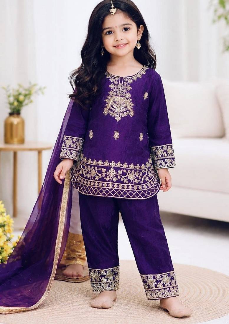 Designer party wear look kids top salwar & dupata