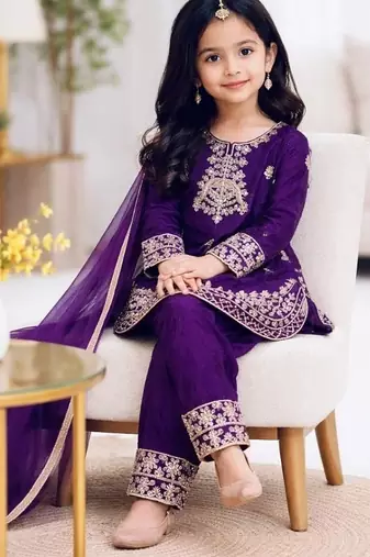 Designer party wear look kids top salwar & dupata