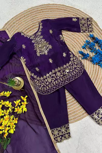 Designer party wear look kids top salwar & dupata