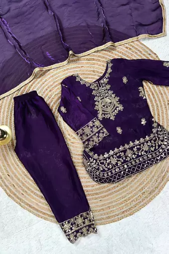 Designer party wear look kids top salwar & dupata