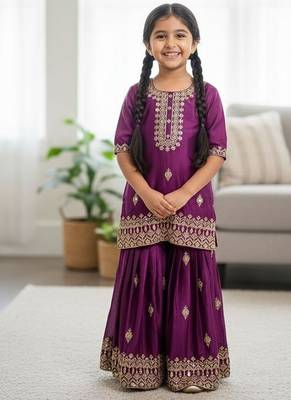 Designer party wear look kids top sharara & dupata 1