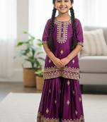 Designer party wear look kids top sharara & dupata