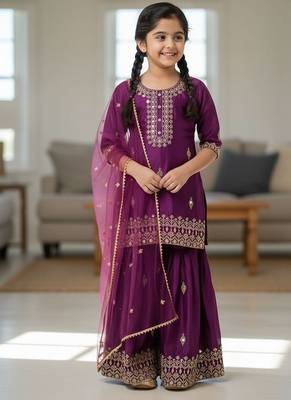 Designer party wear look kids top sharara & dupata 2