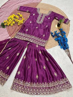 Designer party wear look kids top sharara & dupata 3
