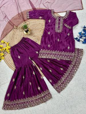 Designer party wear look kids top sharara & dupata 4