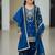 Blue embroidered sequence work fendy silk kids kurta set