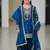 Blue embroidered sequence work fendy silk kids kurta set