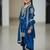 Blue embroidered sequence work fendy silk kids kurta set