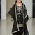 Black embroidered sequence work fendy silk kids kurta set