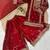 Red embroidered sequence work fendy silk kids kurta set