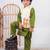 green silk embroidered kurta pant set with jacket