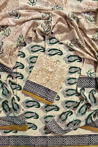 Multicolor cotton dress material with mul dupatta