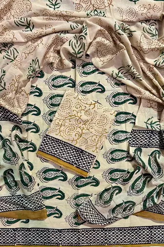 Multicolor cotton dress material with mul dupatta