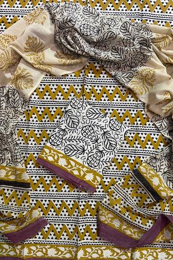 Multicolor cotton dress material with mul dupatta