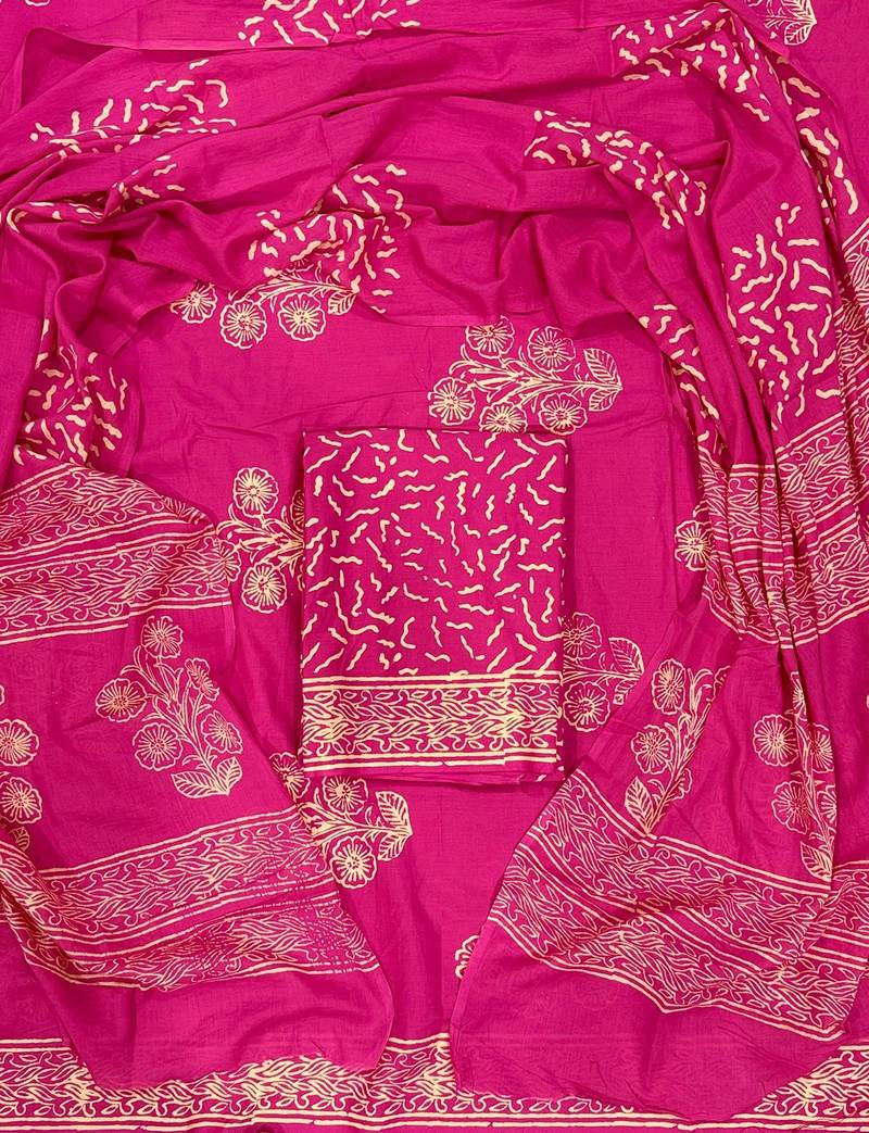 Multicolor cotton dress material with mul dupatta