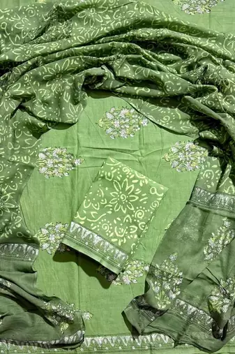 Multicolor cotton dress material with mul dupatta