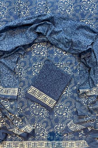 Multicolor cotton dress material with mul dupatta