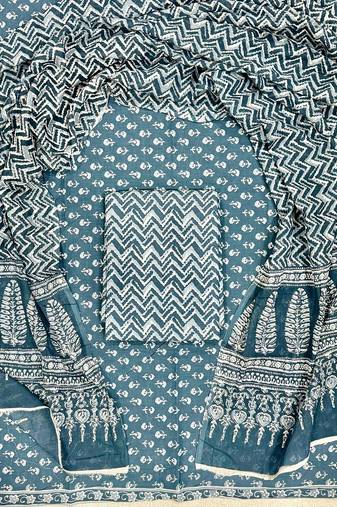 Multicolor cotton dress material with mul dupatta