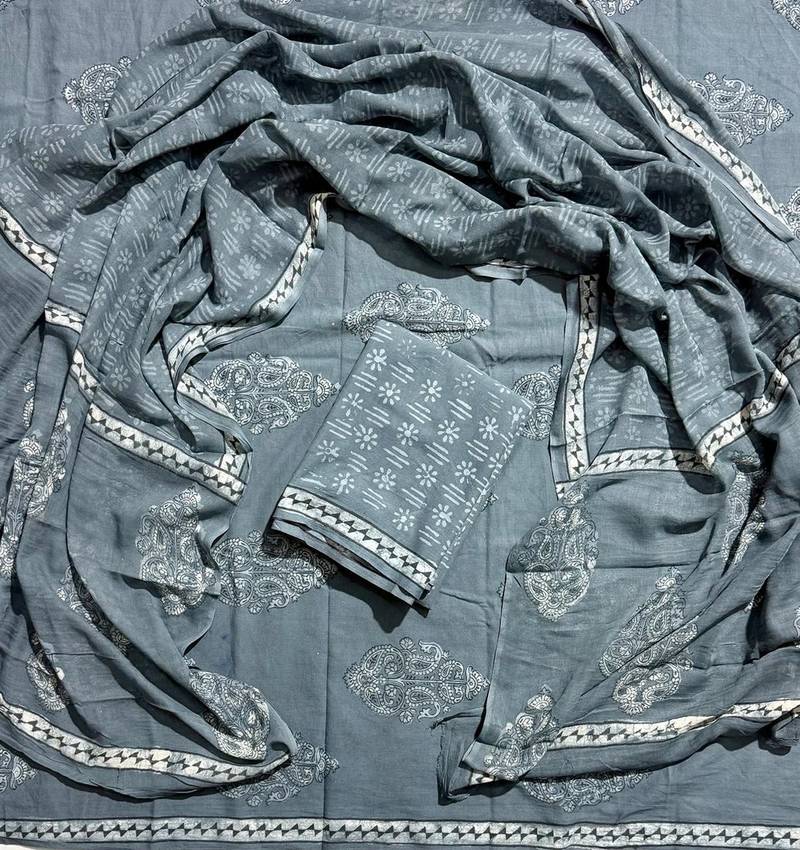 Multicolor cotton dress material with mul dupatta