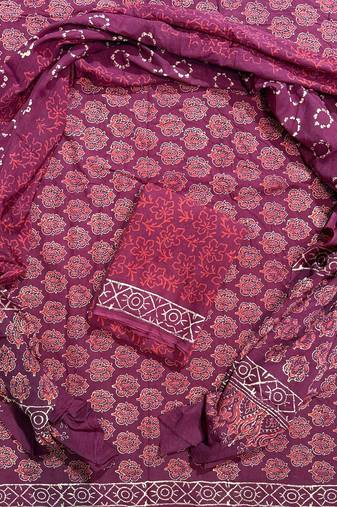 Multicolor cotton dress material with mul dupatta