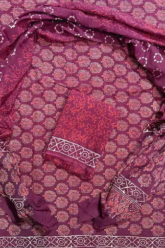 Multicolor cotton dress material with mul dupatta