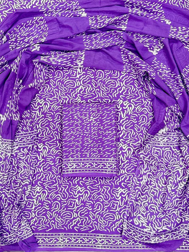 Multicolor cotton dress material with mul dupatta