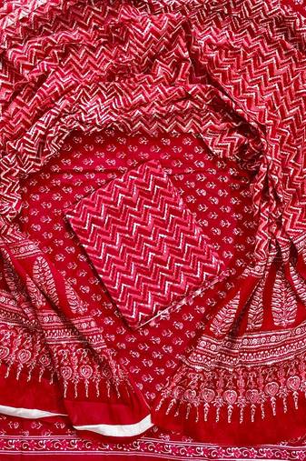 Multicolor cotton dress material with mul dupatta